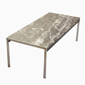 Black Marble and Brushed Steel Coffee Table by Kho Liangh for Artifort, 1960s