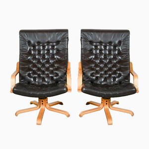 Skandinavische Mid-Century Drehstühle aus Kunstleder, 1970er
