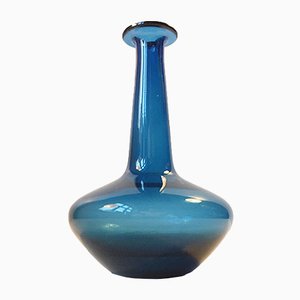 Danish Modern Blue Capri Glass Vase by Jacob E. Bang for Holmegaard, 1960s