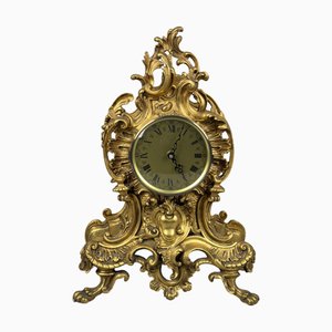 Petite horloge française vintage de style Louis XV avec chérubin en