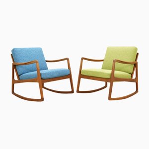 Set of Vintage Rocking Chair by Ole Wanscher for France & Søn