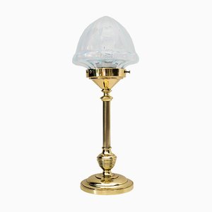 Art Deco Table Lamp with Opaline Glass Shade, 1920s