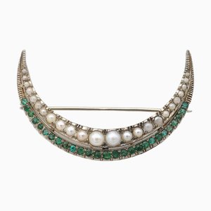 Broche (Spilla) Vintage Années 40 - Forme Tête De Cheval - Métal Couleur Or Avec Strass - Occasion