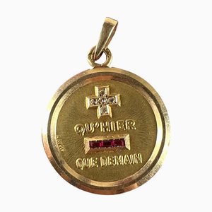 Grand Pendentif Breloque Vintage Français - Puy Mary Montagne émaillé Doré