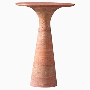 Travertino Rosso Marble Side Table