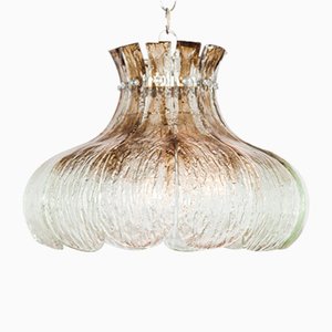 Lámpara colgante vintage grande de pétalos de cristal de Murano de Mazzega