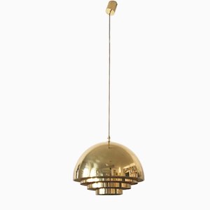 Mid-Century Modern Messing Dome Hängelampe von Vereinigte Werkstätten