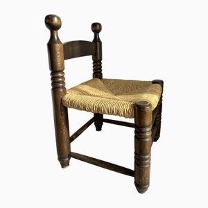 Spanish Brutalist Chair in Wood, 1960s for sale at Pamono