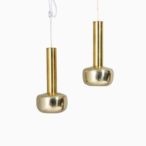 Mid-Century Danish Brass Pendant Lights by Vilhelm Lauritzen for Louis Poulsen, 1960s, Set of 2