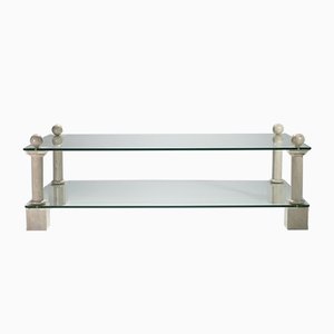 Tavolino da caffè vintage in travertino di Philippe Barbier, anni '70