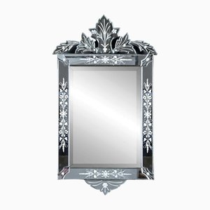 Grand miroir rond italien moderniste en bois de rose et chrome par Mac