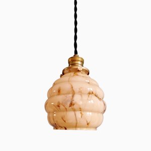 Suspension vintage en verre ciselé