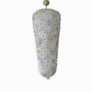 Murano Glass Chandelier with Handmade Flowers, 1980s