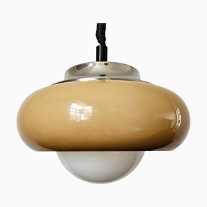 Plafonnier Boule Vintage Guzzini Allemagne 1970 - Space Age - LED - Blanc Diamètre 40 Cm