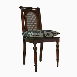 Chaise Antique Art Nouveau en Vannerie avec Coussin