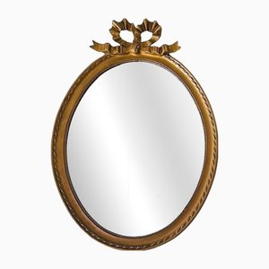 Grand Miroir Mural Baroque Ancien, Cadre Or Blanc, 96x57 Cm, Fabrication Italienne
