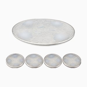 Service à Apéritif Art Déco Moderniste : Présentoir Chromé Et Verres
