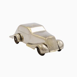 Art Deco Nickel Plated Car-Shaped Piggy Bank from Kovoprace JTB, 1930s