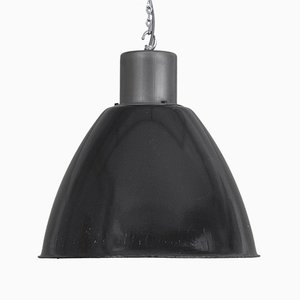 Large Vintage Industrial Black Enamel Pendant Lamp 1950s For Sale