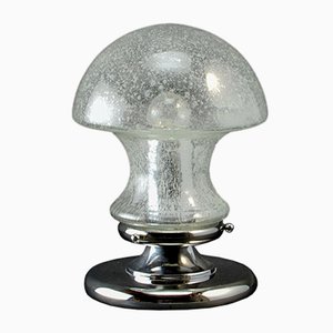 Lampada da tavolo a fungo Mid-Century in vetro e placcata in cromo di Baum Leuchten, anni '70