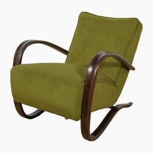 MEUBLE COSY Poltrona Imbottita Sedia da Salotto con Braccioli Poltroncina Relax con Schienale Alto e Cuscino Spesso Gambe in Metallo per Camera da Letto Soggiorno in Pelle Scamosciata Marrone