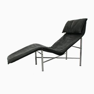 Black Leather Chaise Longue by Tord Bjorklund, 1970s