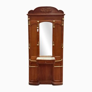 Gancho De Pared Art Nouveau De Plata Antigua: 3 Perillas Para Ropa, Colgador Antiguo Artesanal