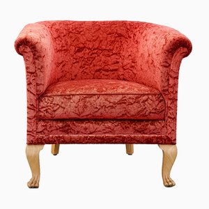 Red Velour Club Chair, 1940s