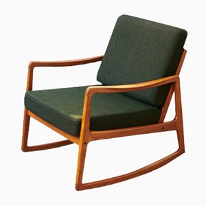 Rocking Chairs By Ole Wanscher Online At Pamono Senator Rocking Chair In Teak And Charcoal Fabric By Ole Wanscher For France Daverkosen
