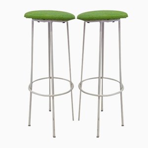 Weiß lackierte Metall Barhocker, 1950er, 2er Set