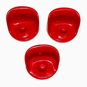 Red Wall Hooks by Olaf von Bohr for Kartell, 1960s, Set of 3
