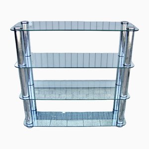 Vintage Metal and Glass Shelf by Renato Zevi, 1970s for sale at Pamono