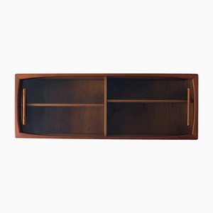 Mid-Century Modern Wall Shelf with Sliding Glass Doors from Dyrlund, 1960s