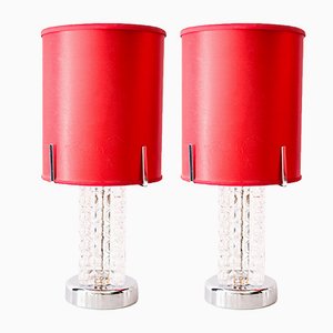 Red Table Lamps from Austrolux, Set of 2