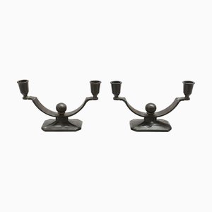 Art Deco Disko Metal Candlesticks by Just Andersen, 1930s, Set of 2