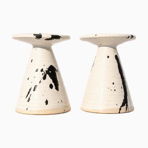 Vintage Danish Splatter Ceramic Candlesticks by Karsten Nielsen, 1980s, Set of 2