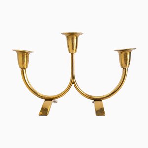 Mid-Century Modern Scandinavian Brass Candleholder by Gunnar Ander for Ystad Metall, 1960s