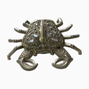 Hollywood Regency Silver Plated Brass Crustacean Crab Ashtray, 1980s