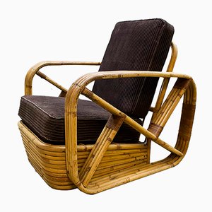 Vintage Rattan Lounge Chair by Paul Frankl, 1940s