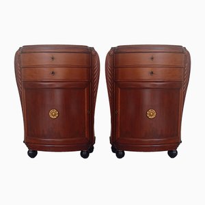 Small Art Deco Birch Chests of Drawers, Set of 2