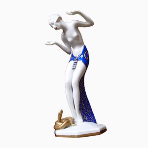 Escultura de bailarina con serpiente Art Déco de Rosenthal