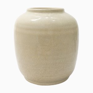 Art Deco Beige Ceramic Vase by Pieter Groeneveldt, 1930