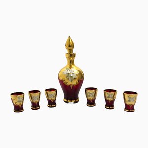 Vintage Murano Glass Liquor Service, 1980s, Set of 7