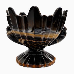 Art Deco Lithyaline Glass Centrepiece Bowl from STS Abel Zagreb, 1930s