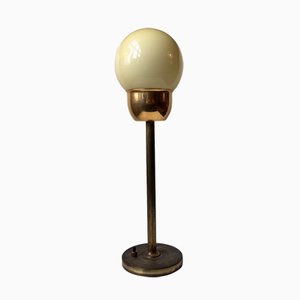 Danish Art Deco Brass & Opaline Glass Table Lamp from Fog & Mørup, 1930s