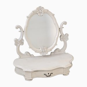 retro white dressing table French Style Vanity Set: Vintage Ornate Dressing Table With Mirror & Stool