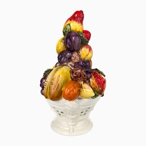 Mid-20th Century Italian Majolica Ceramic Fruit Topiary Centerpiece, 1970s