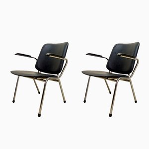 Set of Chrome and Black Leatherette Armchairs by Martin de Wit for Gispen, 1960s