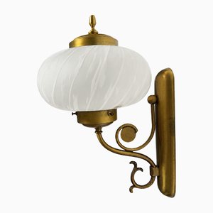 Mid-Century Italian Brass and Murano Swirl Glass Sconce by Vetreria Lag, 1970s
