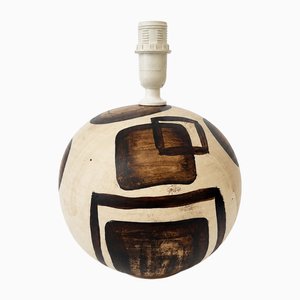 Mid-Century Portuguese Studio Pottery Op Art Spherical Table Lamp, 1970s
